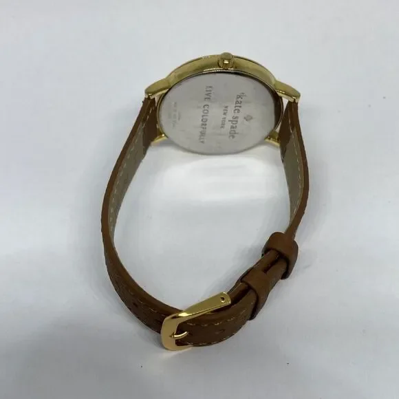 Kate Spade New York 0009 Womens Brown Leather Analog Gold Dial Wrist Watch VK155 - Picture 11 of 12